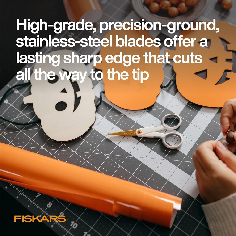 Fiskars Micro-Tip Scissors, Precision Cutting Shears, Titanium Blades & SoftGrip
