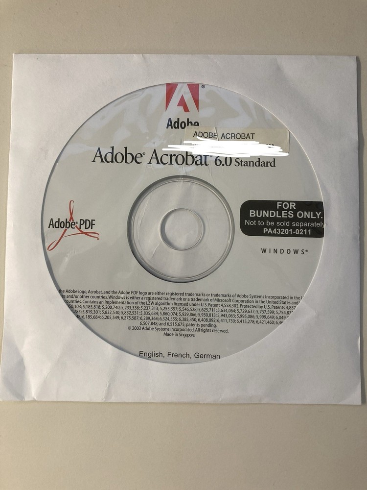 Adobe Acrobat 6.0 Standard (Windows) CD w/ Key, for bundles