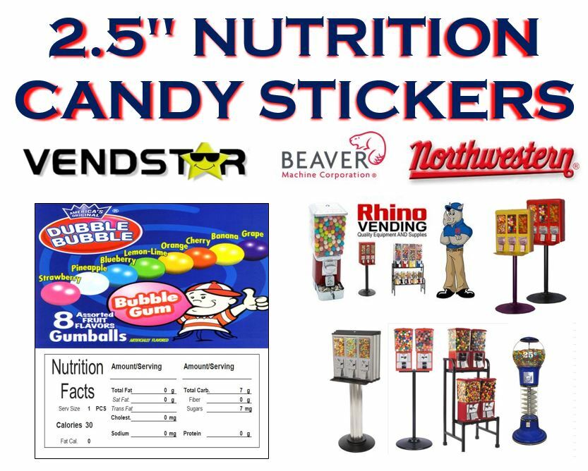 2.5 x 2.5 Bulk Vending Label Candy Machine Sticker GUMBALLS