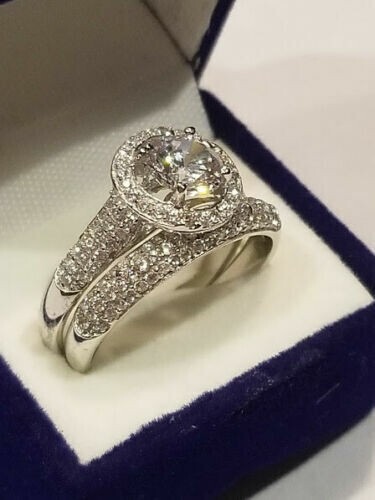 2.60 Ct Round Cut Lab-Created White Diamond Wedding Ring Set 925 Sterling Silver
