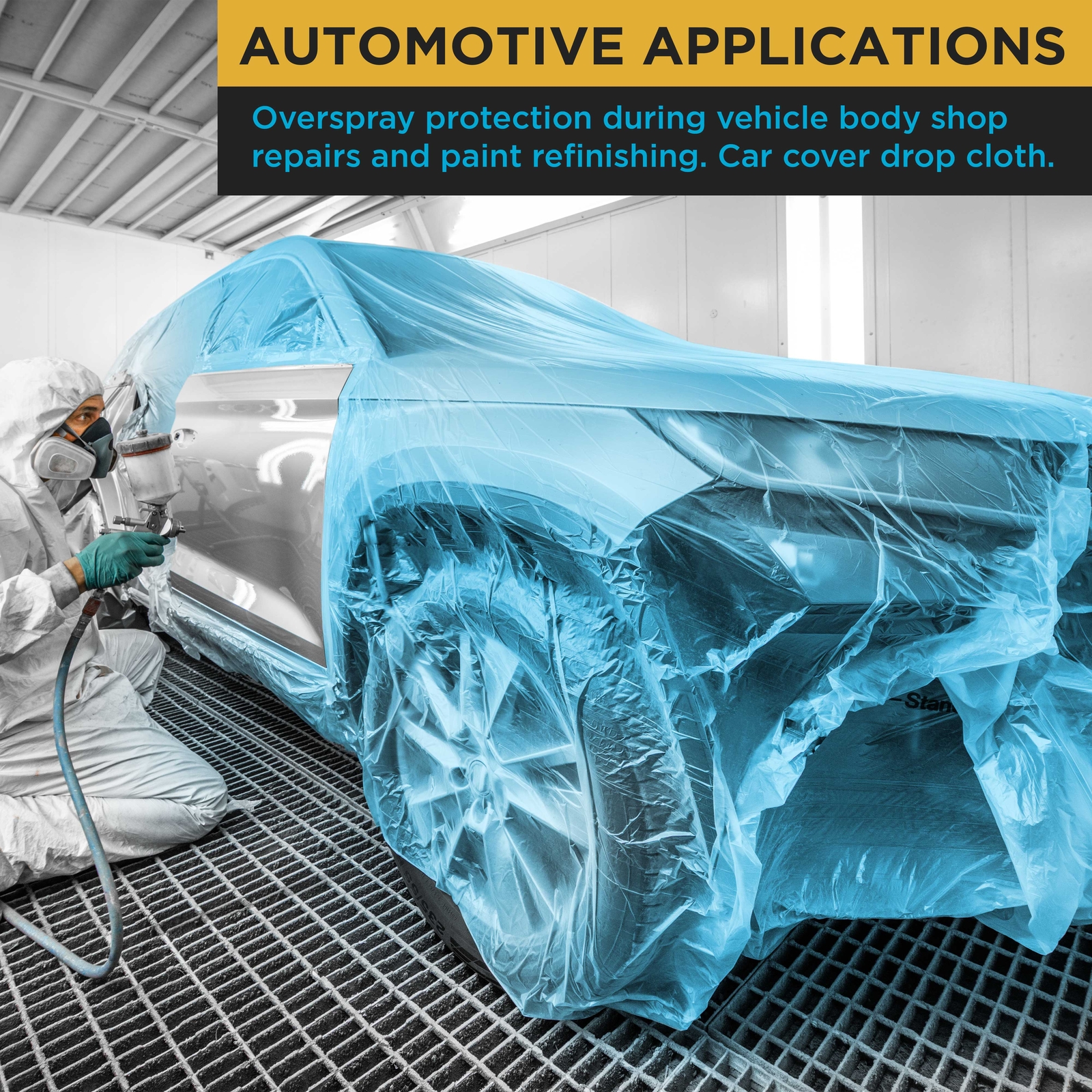 Dura-Gold 12' x 400' Roll Pure Blue Premium Overspray Paintable Plastic Sheeting