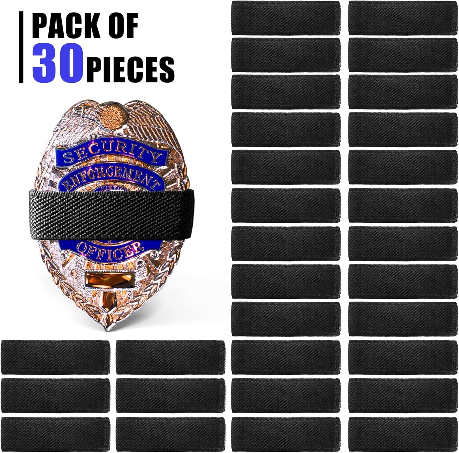 Anley 30 Pack Black Police Mourning Bands - High Elastic Twill Bands Fits Badge