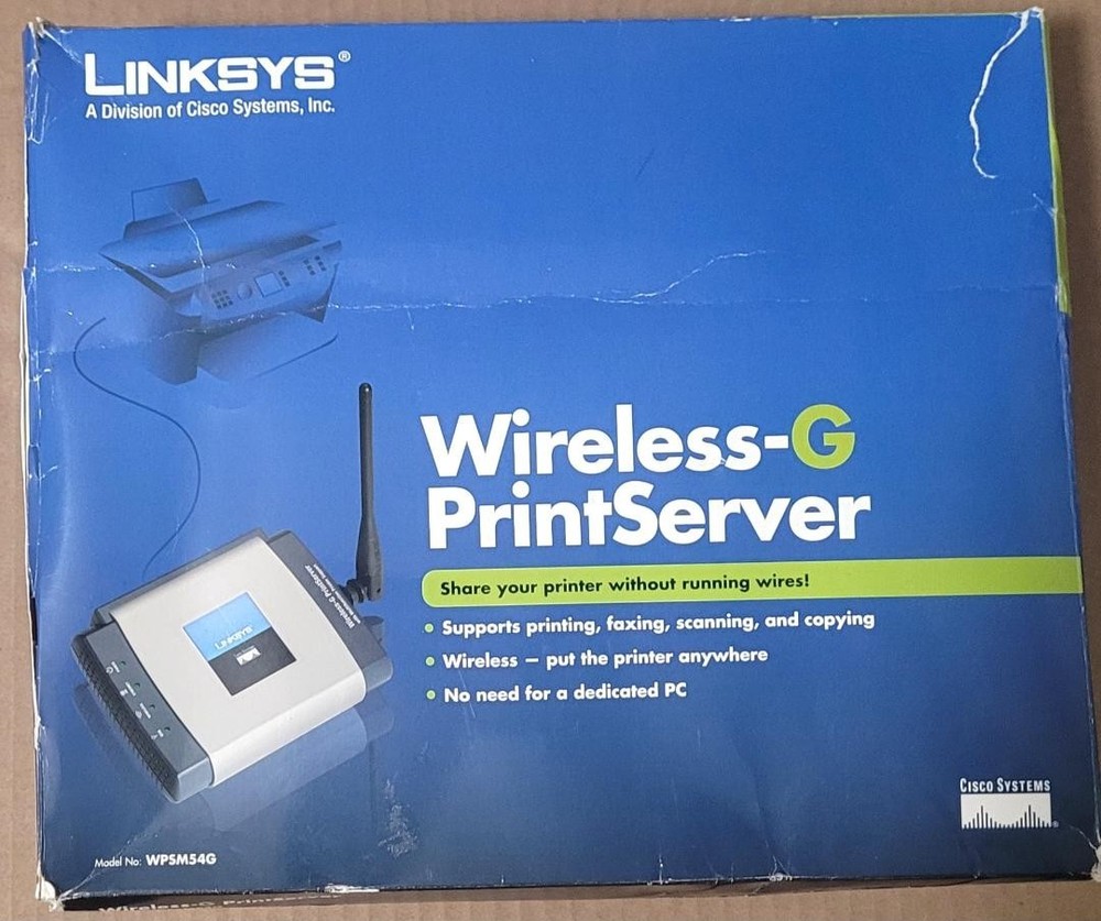 LINKSYS WIRELESS-G PRINTSERVER WPSM54G ROUTER & POWER SUPPLY BUNDLE