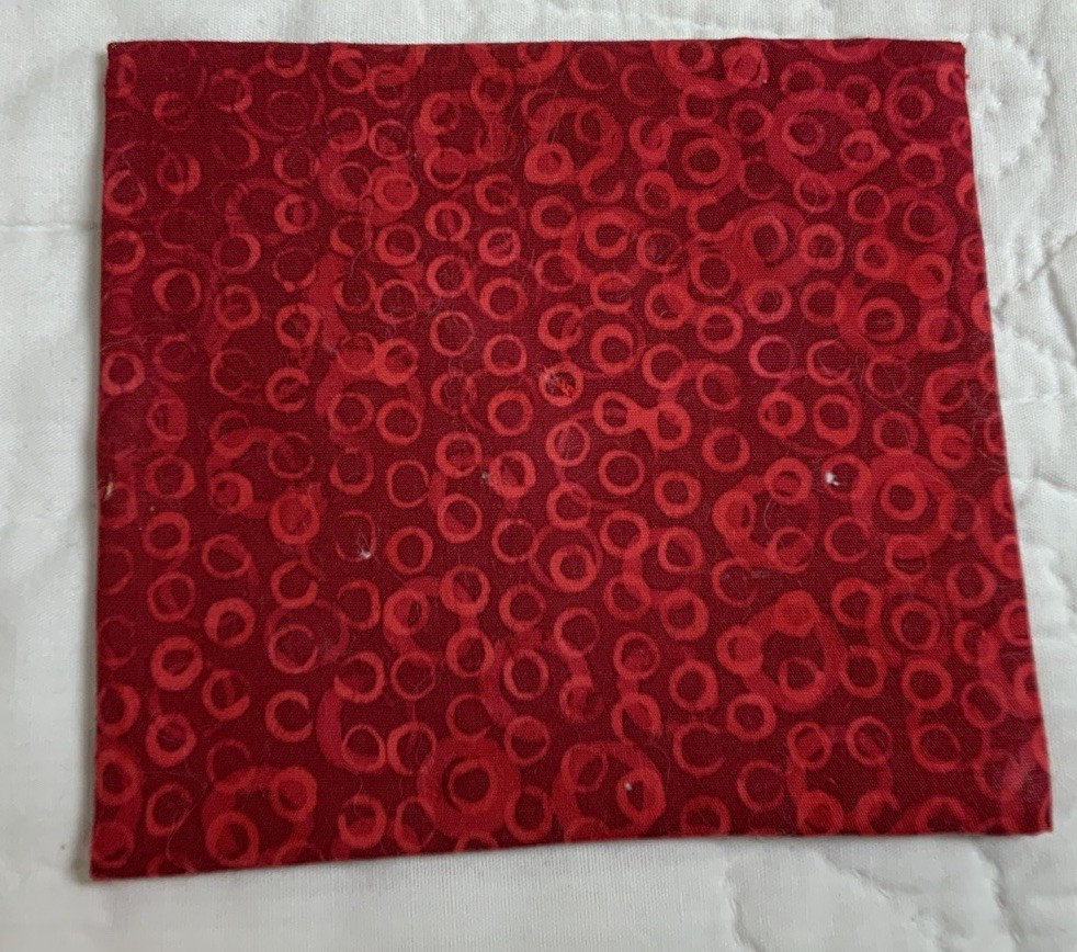 Antique Patchwork Quilt Table Topper, Early Calicos, Mini, Triangles, Navy, Red