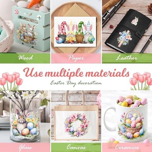 Rub on Transfer for Crafts and Furniture,Iron on Transfers Easter-9 pcs