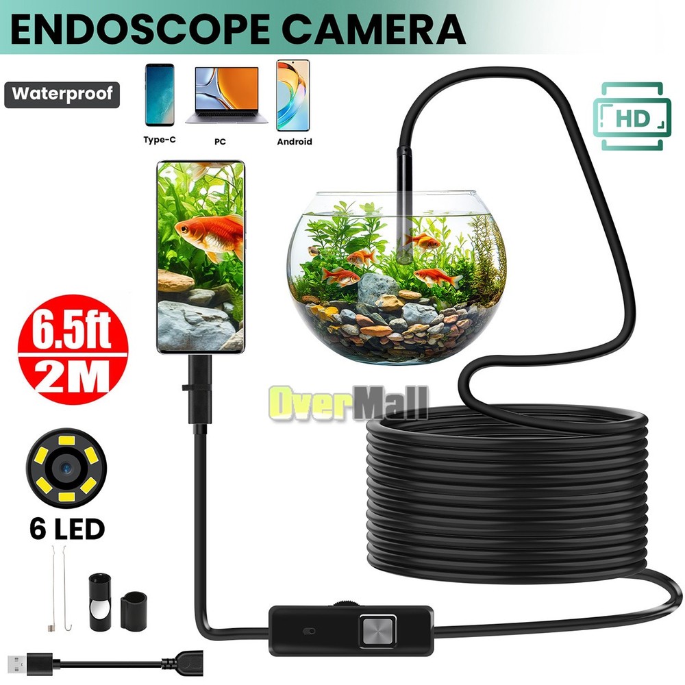 6LED USB Snake Endoscope Borescope HD Inspection Camera Scope for Android Type C