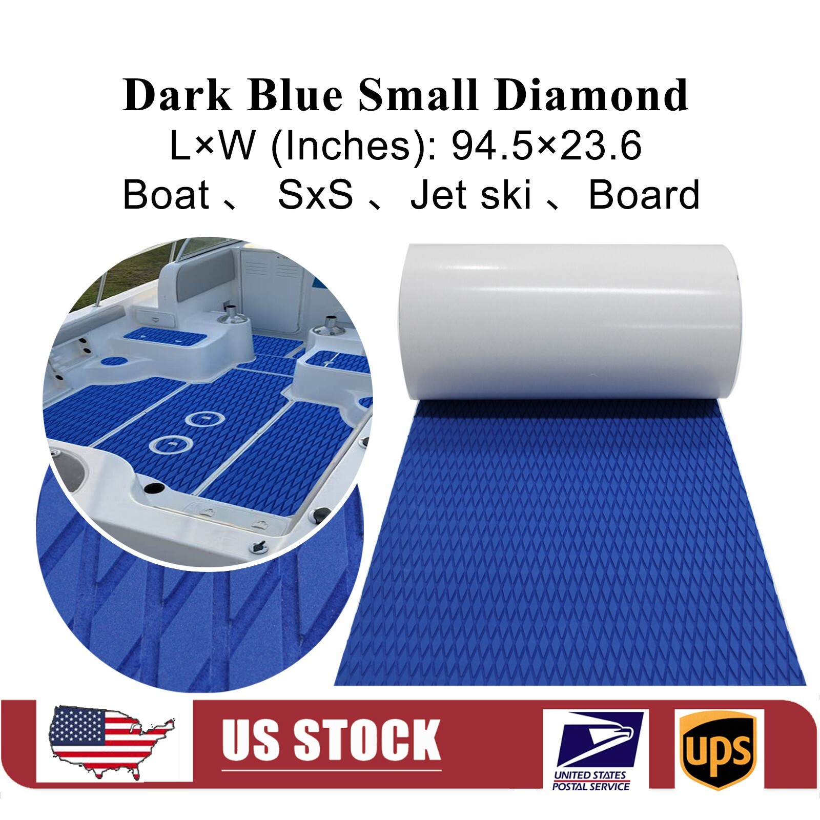 Blue EVA Foam Boat Flooring Sheet Mat 5mm Diamond Deck Grip Jet ski Traction Pad