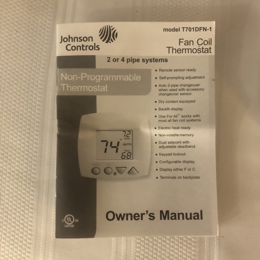 Johnson Controls Non Programmable Thermostat. Model T701DFN-1