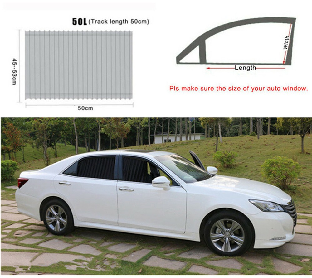 2Pcs Car Side Windows Privacy Curtain UV Sunshade Visor Sun Visor Adjustable