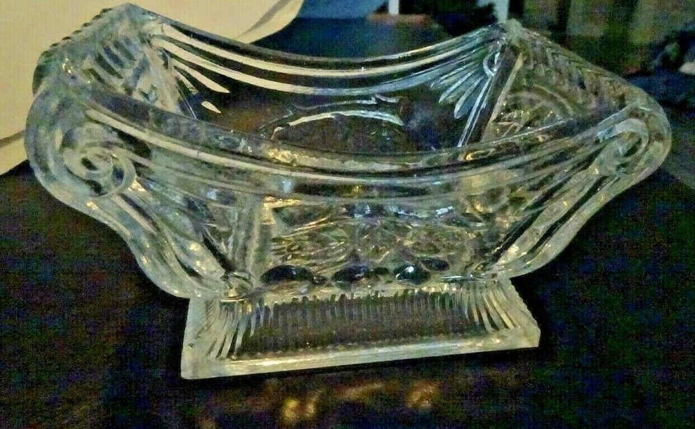 Vintage LG WRIGHT GLASS RECTANGULAR CHERRIES Salt Dip Cellar Cherry CLEAR