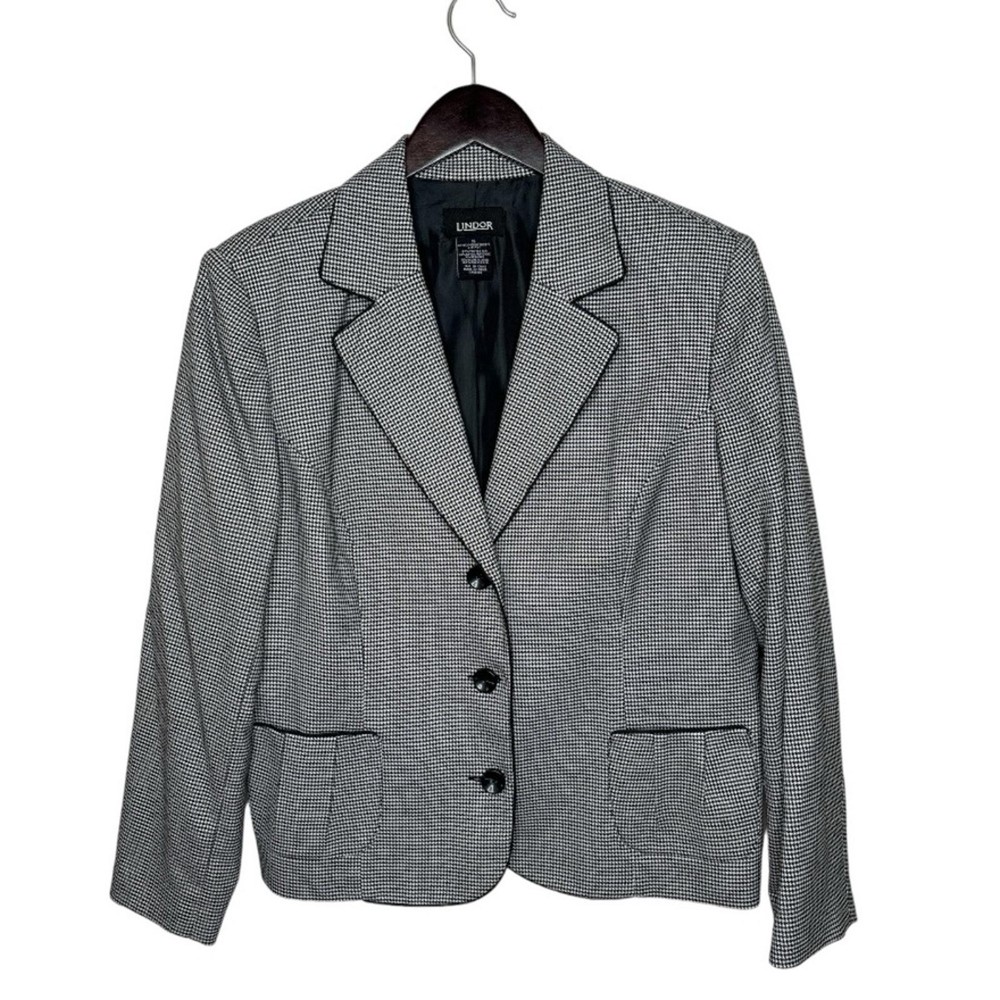 LINDOR Houndstooth Black & White Blazer - Size 16