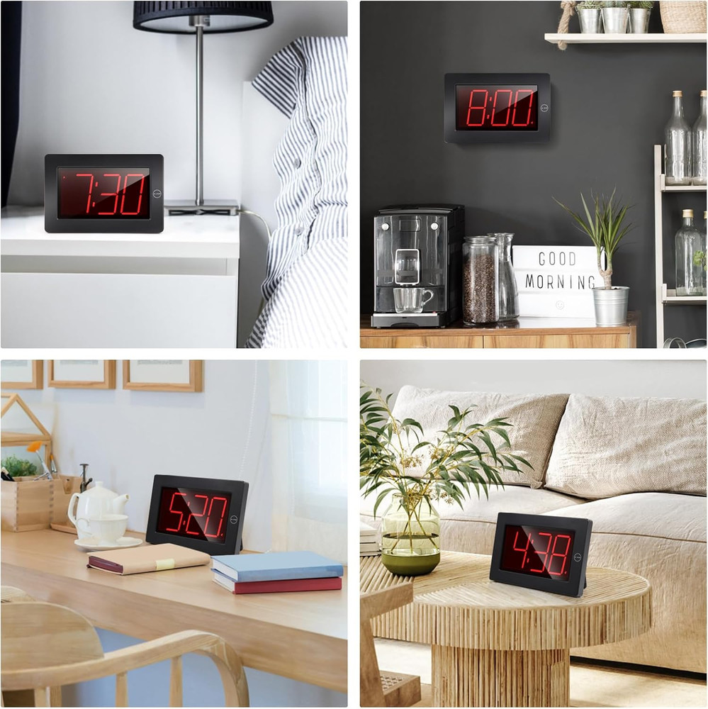 LED Digital Wall Clock Battery Operated - Large Display Digital Clock, Adjustabl