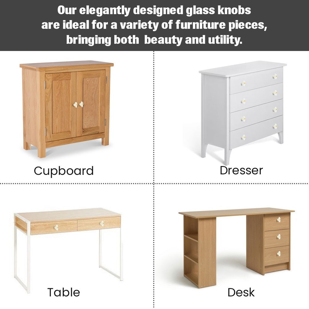 Delicate Scalloped Clear Glass Flower Knobs (6 Pack) - Vintage Cabinet Pulls