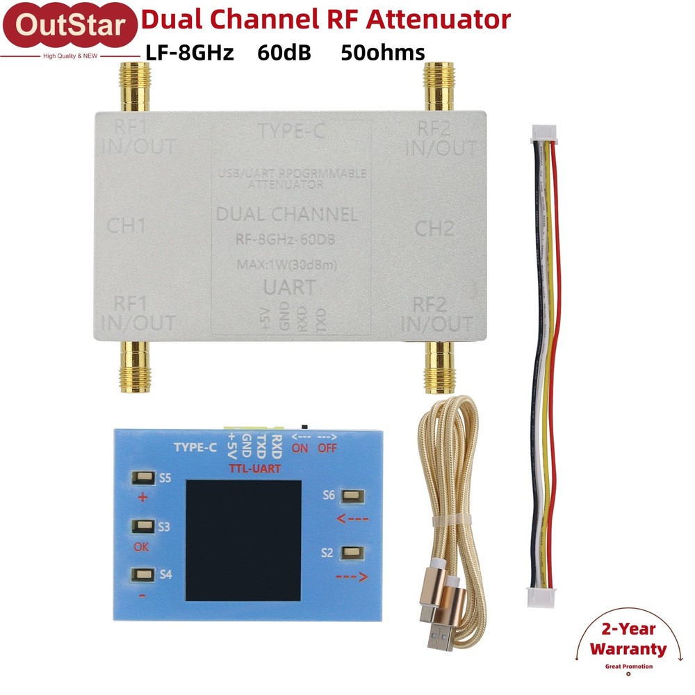 Dual Channel RF Attenuator 10kHz-8G 60dB + Offline Main Controller + TTL Cable