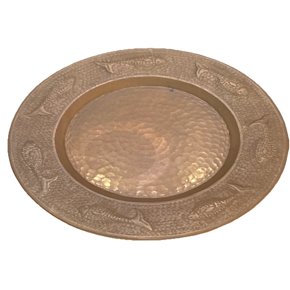 Vintage Solid Copper Plate Fish Motif 12” Wide
