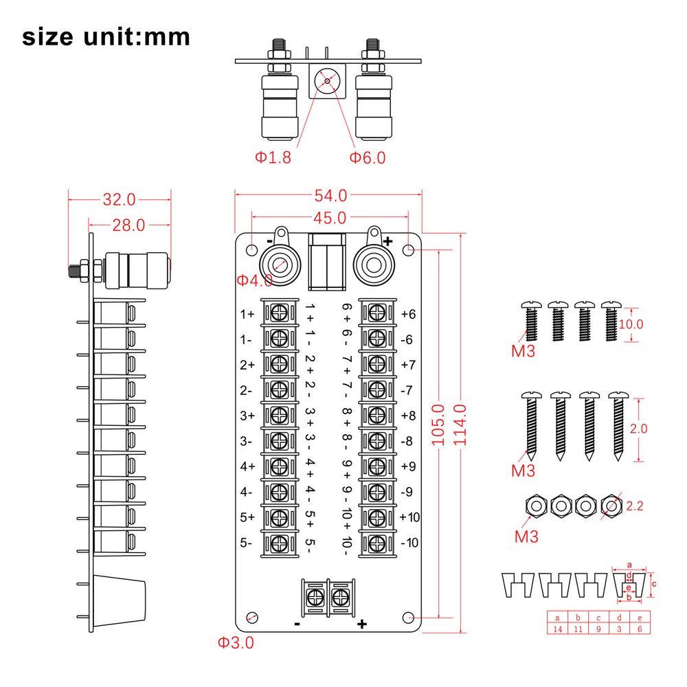 1 Unit Distribution Module 20A Power Distributor 3 Inputs 2X10 Outputs AC DC