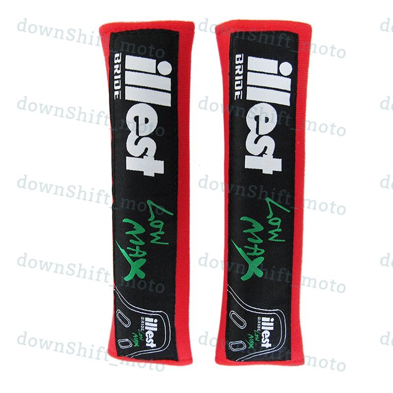 X2 Red JDM ILLEST BRIDE Seat Belt Cover Shoulder Pads Embroidery for Honda New