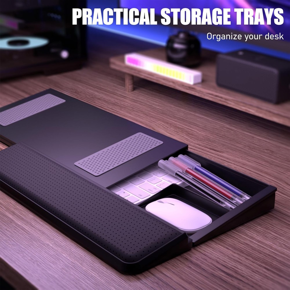 Computer Keyboard Stand With Wrist Rest Storage Tray Acrylic Riser Ergonomic