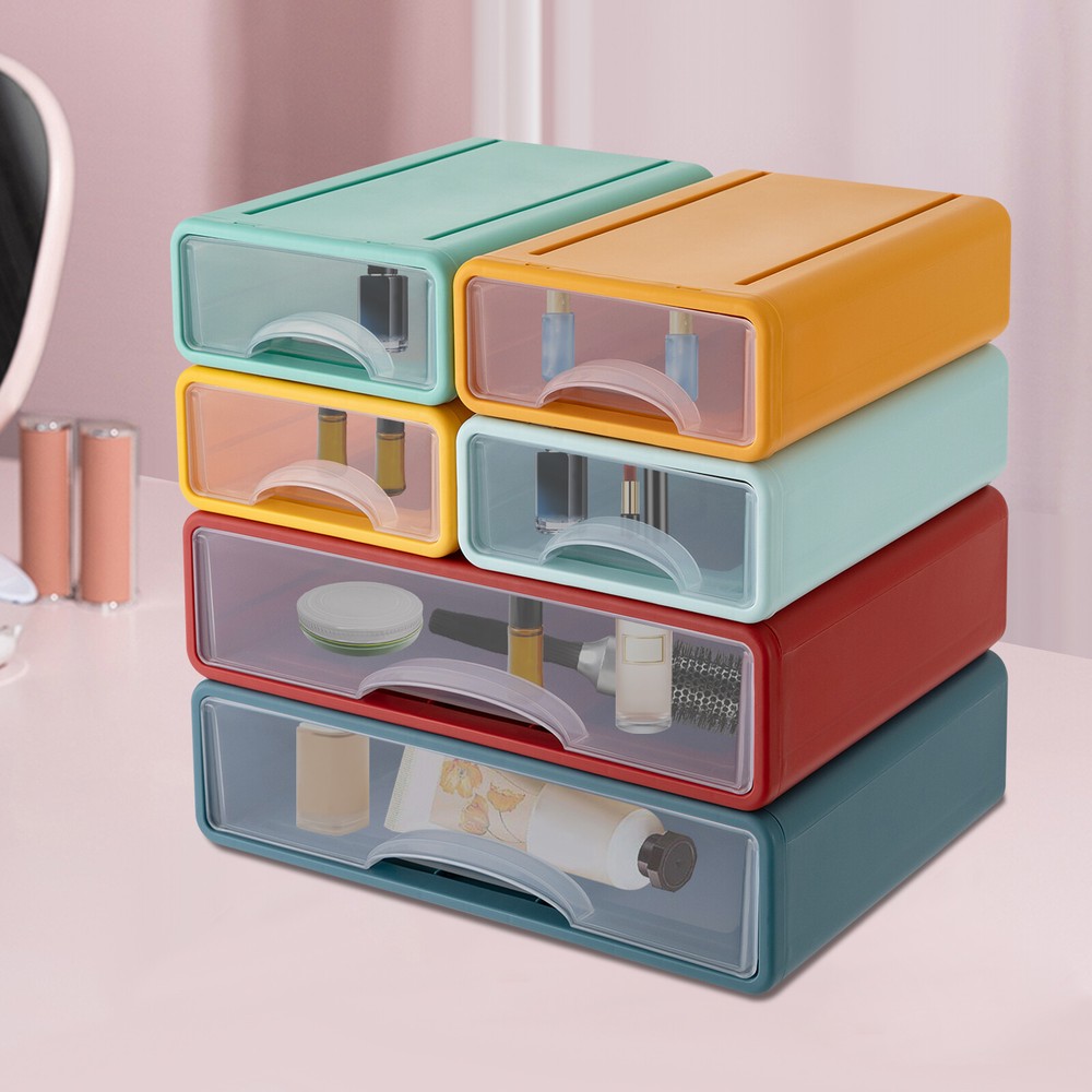 6PCS Drawers Stackable Organizer Case Desktop Drawer Storage Organizers