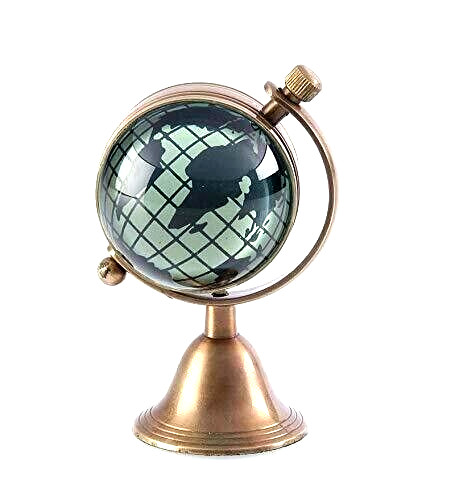Brass Table Clock with Globe Stand Vintage Table Clock