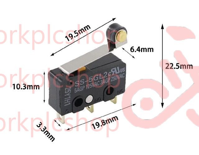 10Pcs Hinge Roller Lever SPDT 3Pin Subminiature Basic Limit Switch SS-5GL2