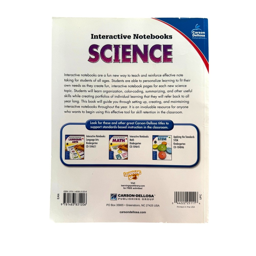 Carson Dellosa Interactive Notebooks Science Kindergarten Workbook