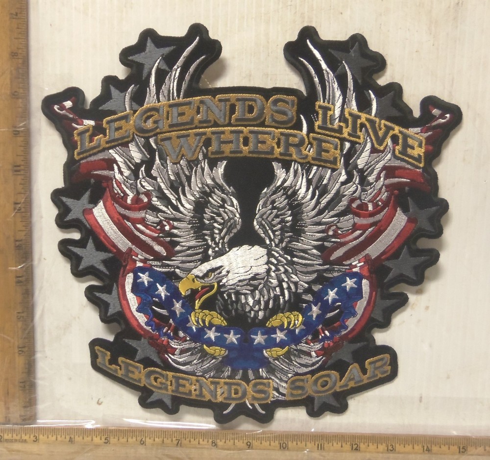 "Legends Live Where Legends Soar" - US Flag & Eagle Embroidered Back Patch