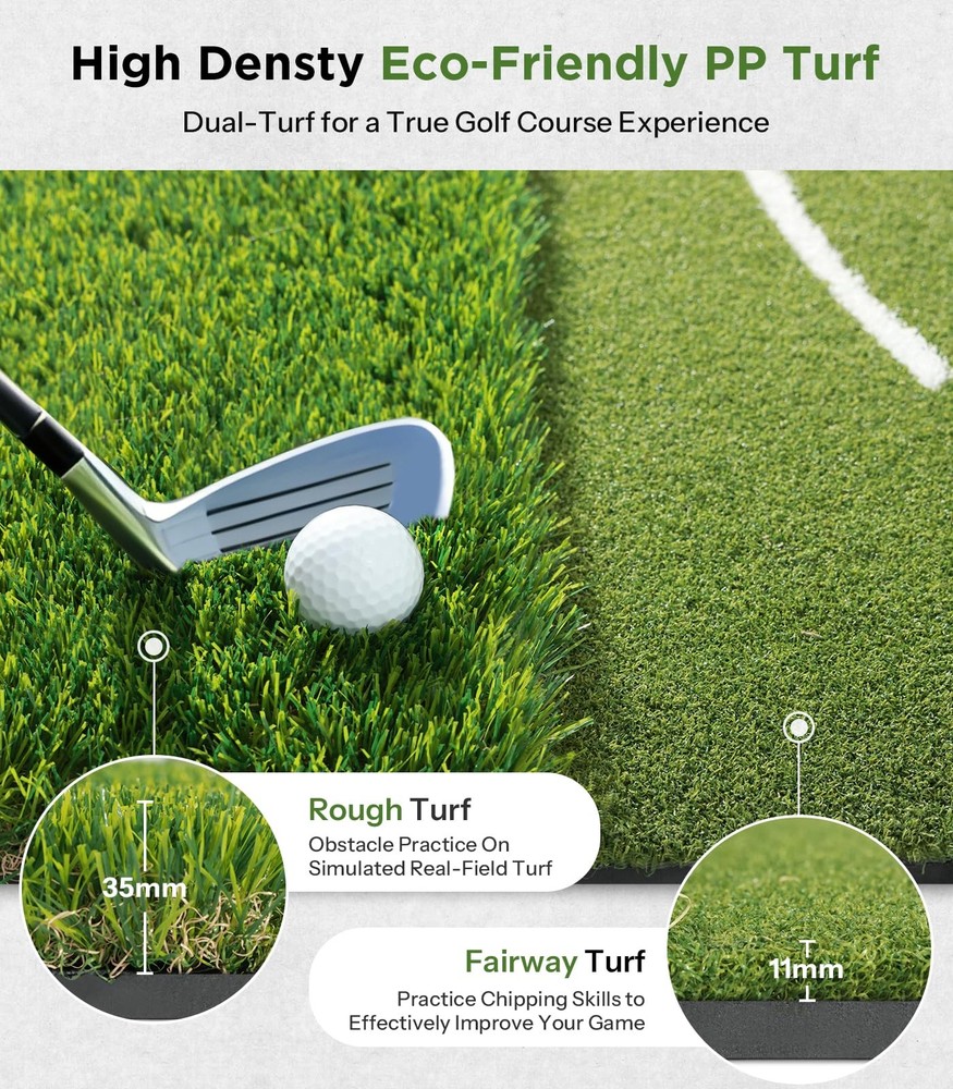 Golf Mat with Dual Turf | Hitting Standing 5x4ft, Green