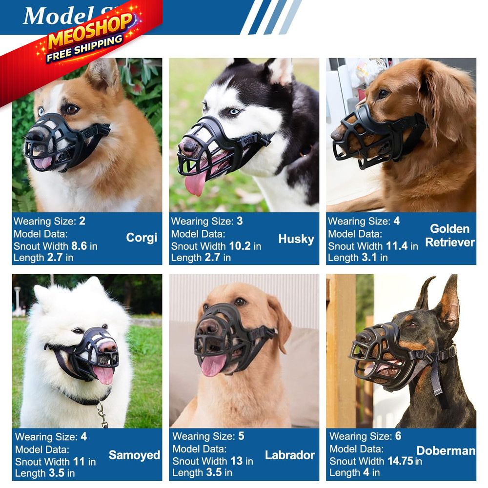 BARKLESS Dog Muzzle, Basket Muzzle Anti Biting 1 (Snout 6¼-7½"), Black