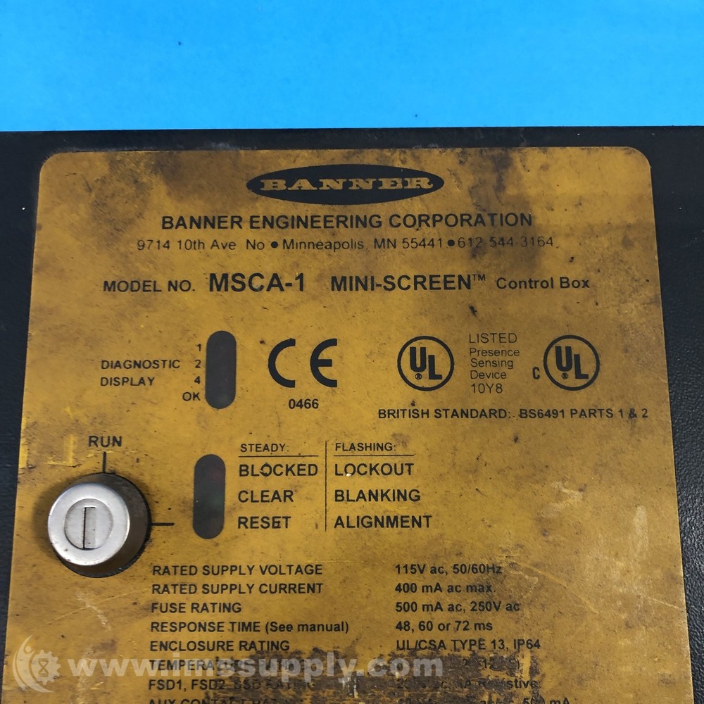 Banner Engineering Corp. MSCA-1 MINI-SCREEN Metal Control Box USIP