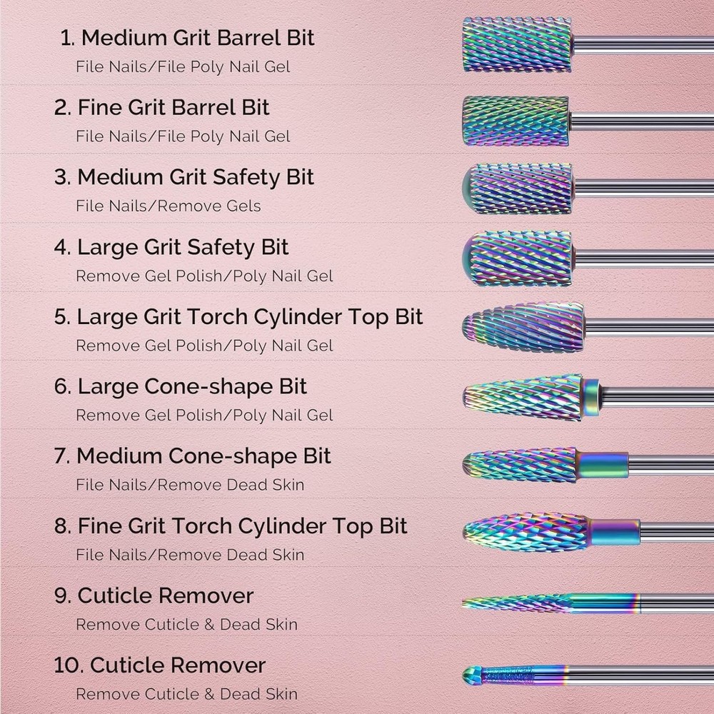 Acrylic Gel Nail Drill Bits - 3/32 inch