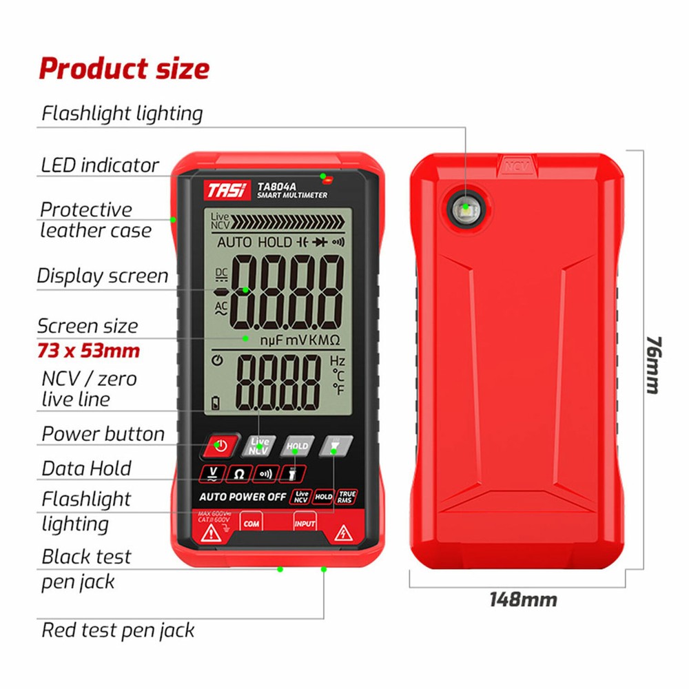 Digital Multimeter Voltmeter Ammeter AC DC Volt Ohmmeter Tester Meter Auto Range