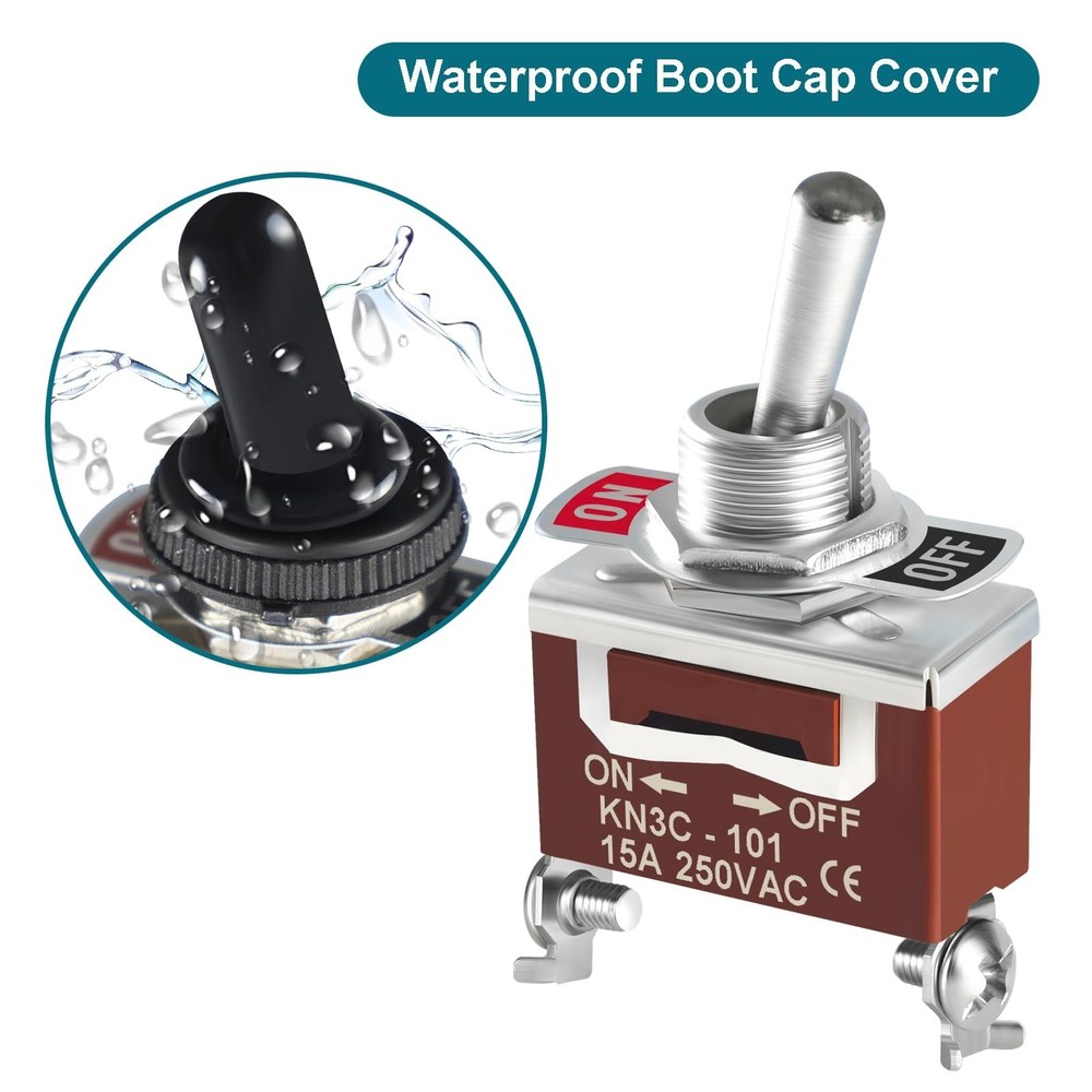 Toggle Switch 12v DC 30A, 2Pack 2Pin SPST ON Off Switch with Waterproof Boot ...