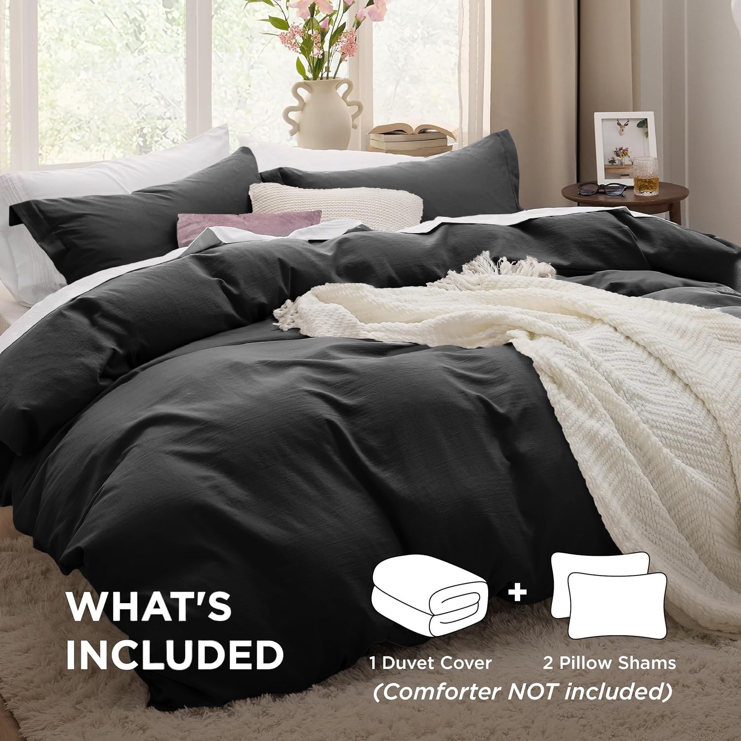 Plain Duvet Quilt Cover With Pillowcase Soft Microfiber Reversible Bedding Set