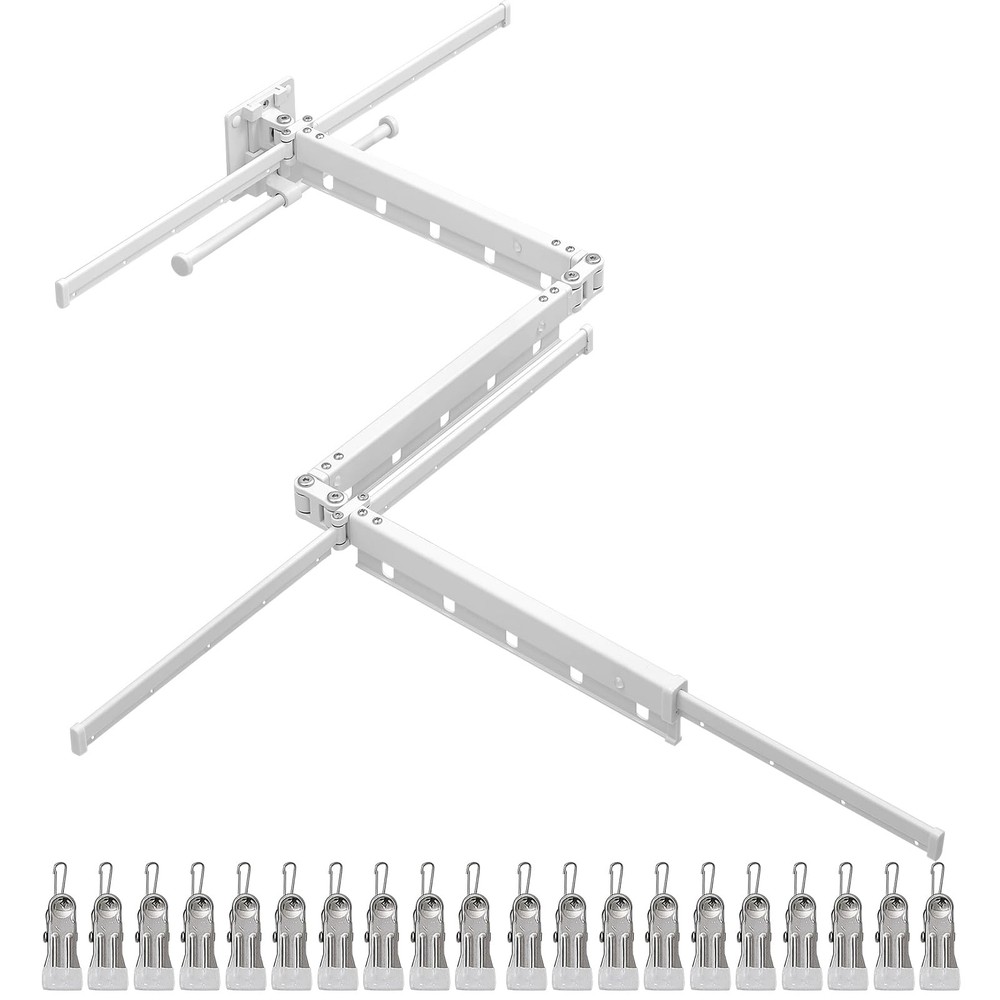 Clothes Drying Rack Retractable Wall Mounted, Tri-Fold Foldable Collapsible L...