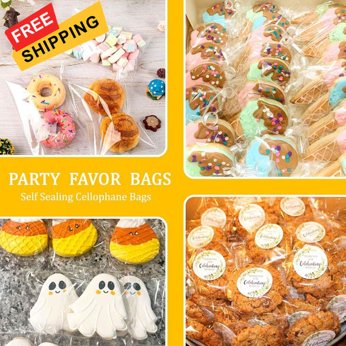 300 PCS Clear Cellophane Cookies Bags Self Sealing with 4x6" and 5x7",