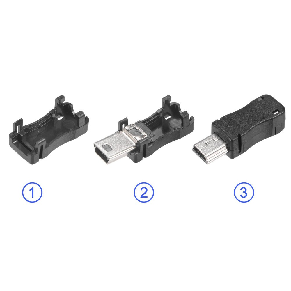 Mini USB 5 Pin DIY Connector Type Mini B Male Plug with Plastic Shell 15pcs
