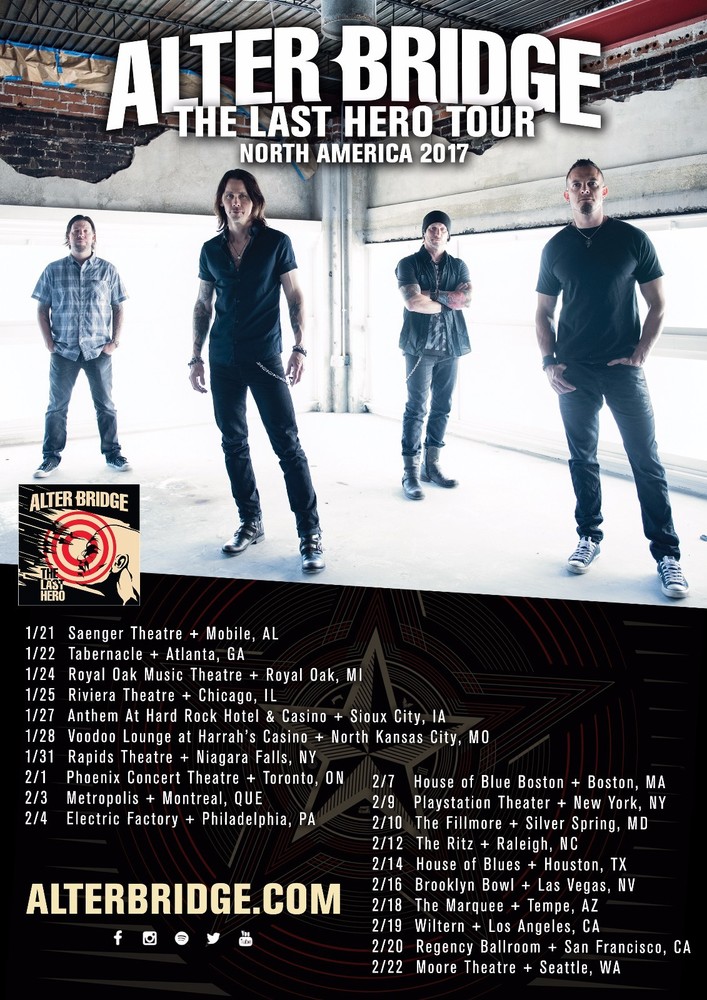 ALTER BRIDGE "LAST HERO TOUR NORTH AMERICA 2017" CONCERT POSTER -Hard Rock Music