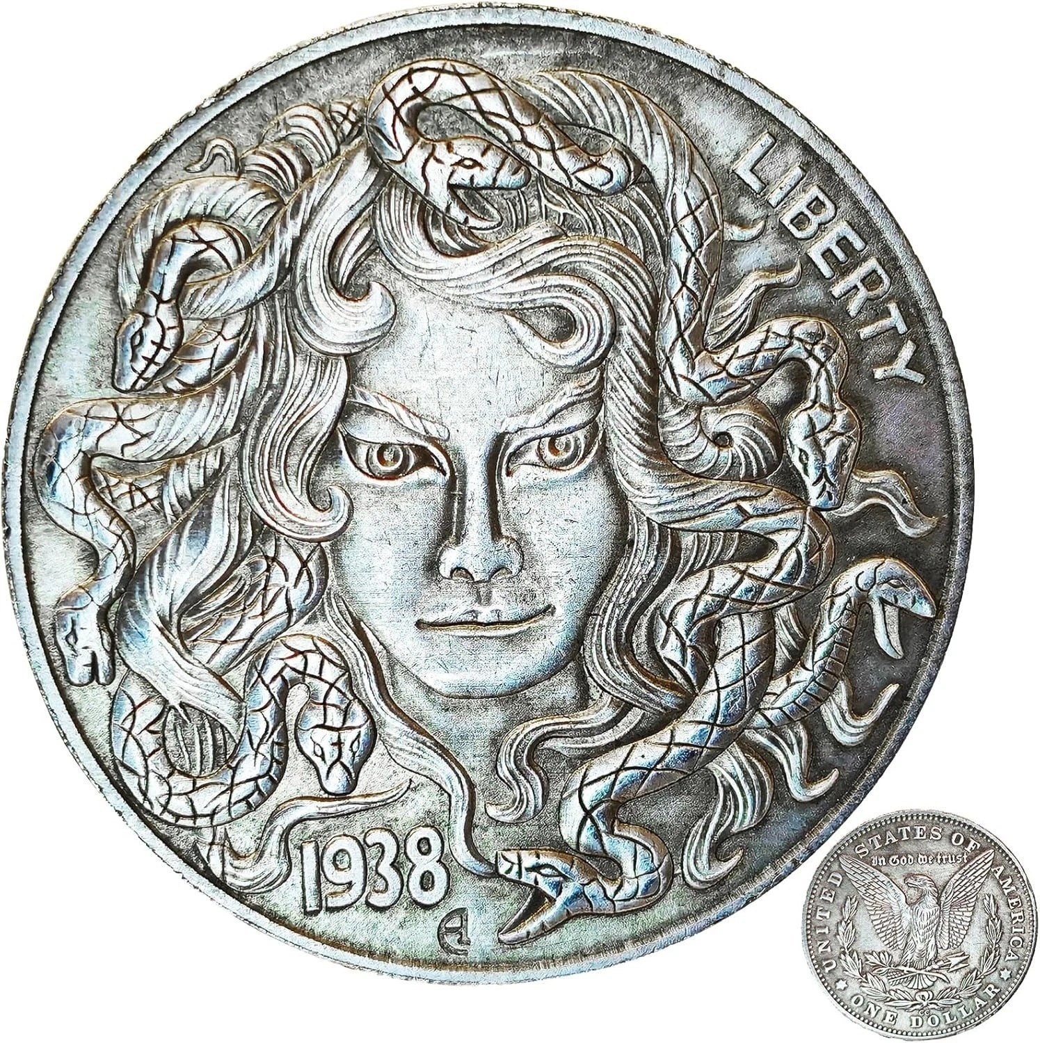 Antique Liberty Indian Head Ten Dollar Coin - Uncirculated Morgan Silver Dollar