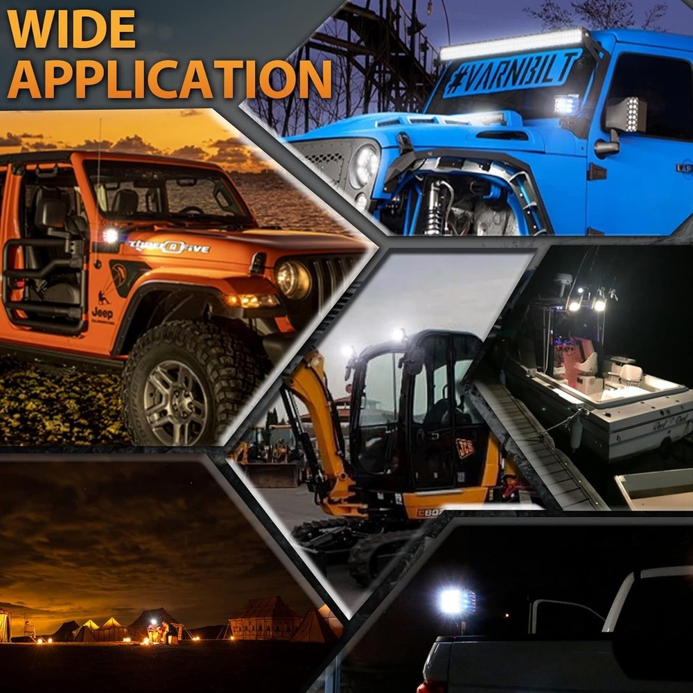2-Pack 4'' LED Side Shooter Lights with Adjustable Brackets for All Vehicles