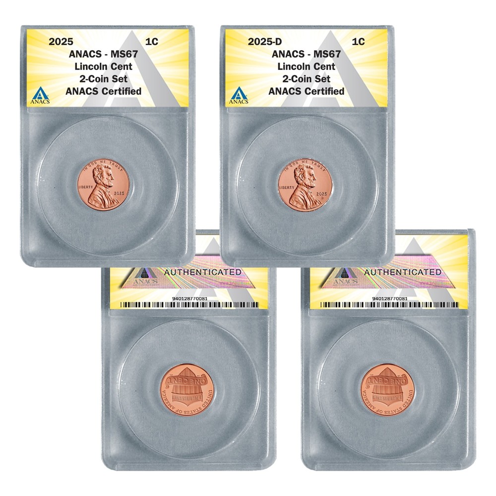 2025 P & D Lincoln SHIELD 1c Cent 2 Coin Set  MS67 RD