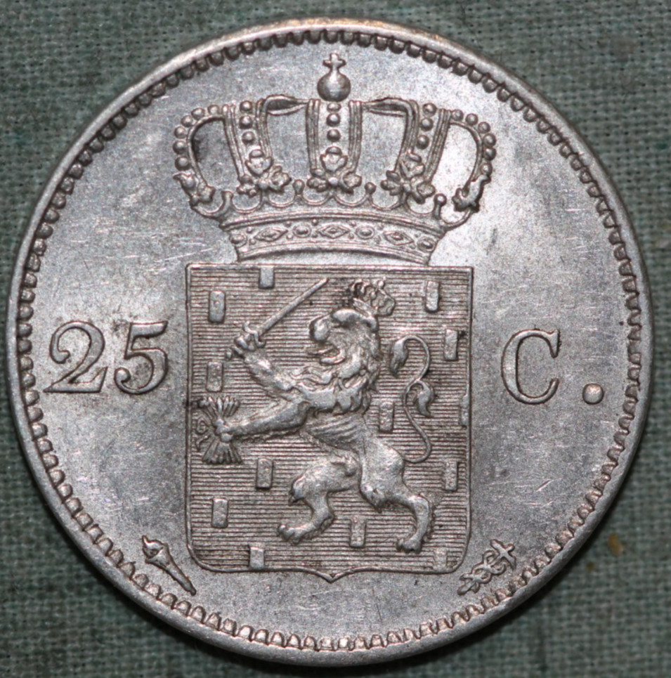 NETHERLANDS 1826 ~ SILVER 25 CENTS ~ HIGH GRADE