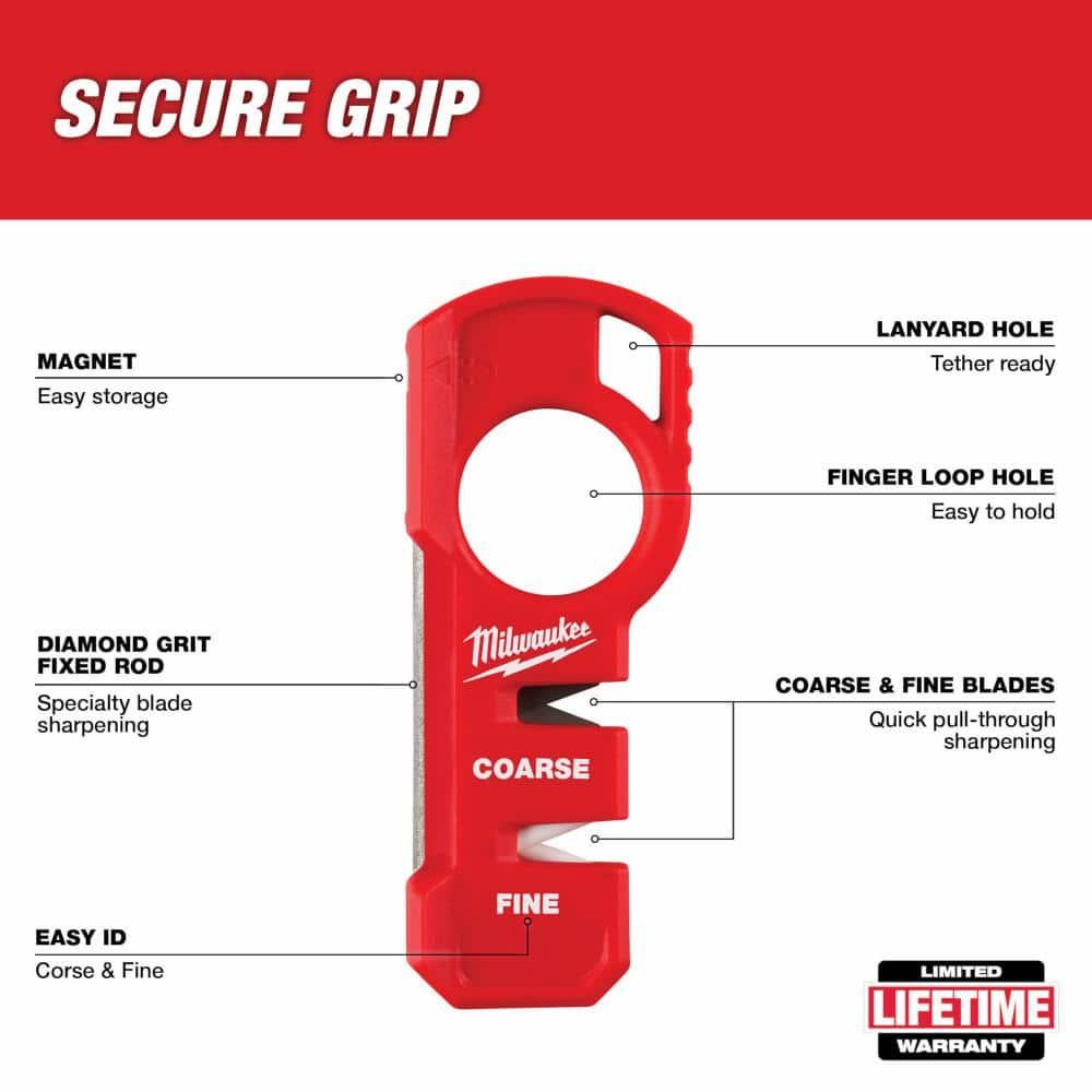 Milwaukee Knife Sharpener Compact Handheld Magnetic Base Ceramic Carbide Blade