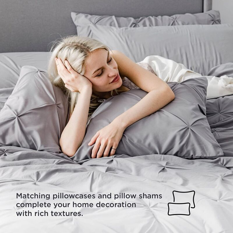 Bedsure King Size Comforter Set - Bedding 7 Pieces, King, Gray