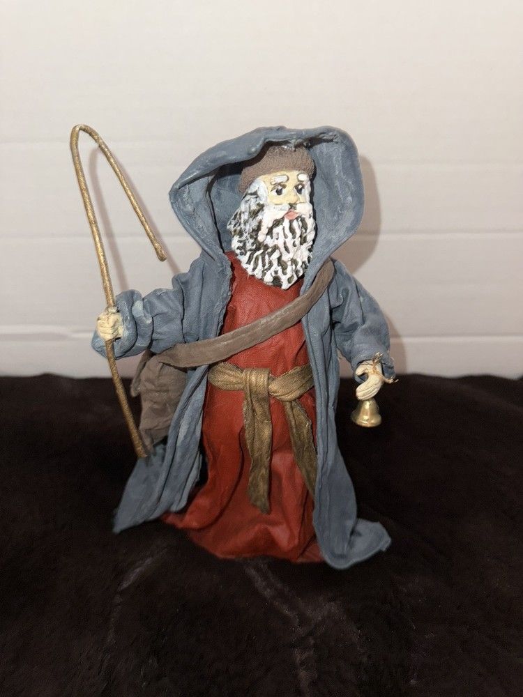 Paper Mache Nativity Shepard , Ceramic Face And Hands