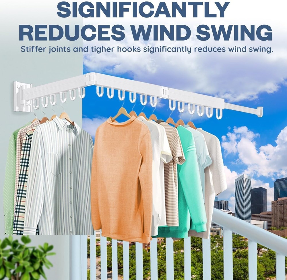 Wall Mounted Drying Rack, Space Saving Tri-Fold Retractable Clothes Racks