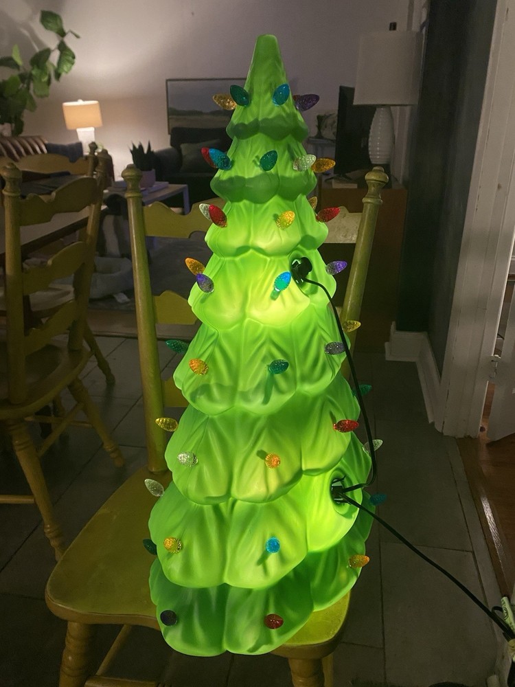 Plastic Blow Mold Lighted Christmas Tree 27”