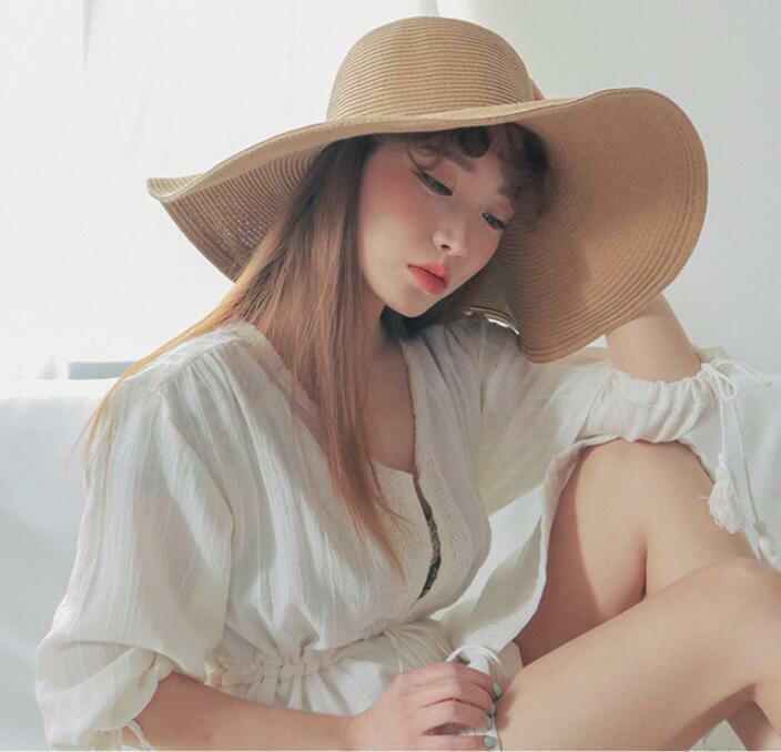 US Ship Women Summer Large Floppy Folding Wide Brim Cap Sun Straw Beach Hat Gift
