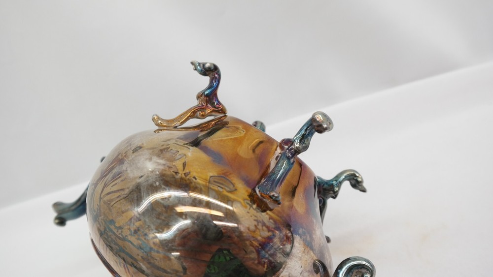 Antique Silver on Copper Footed Teapot S1
