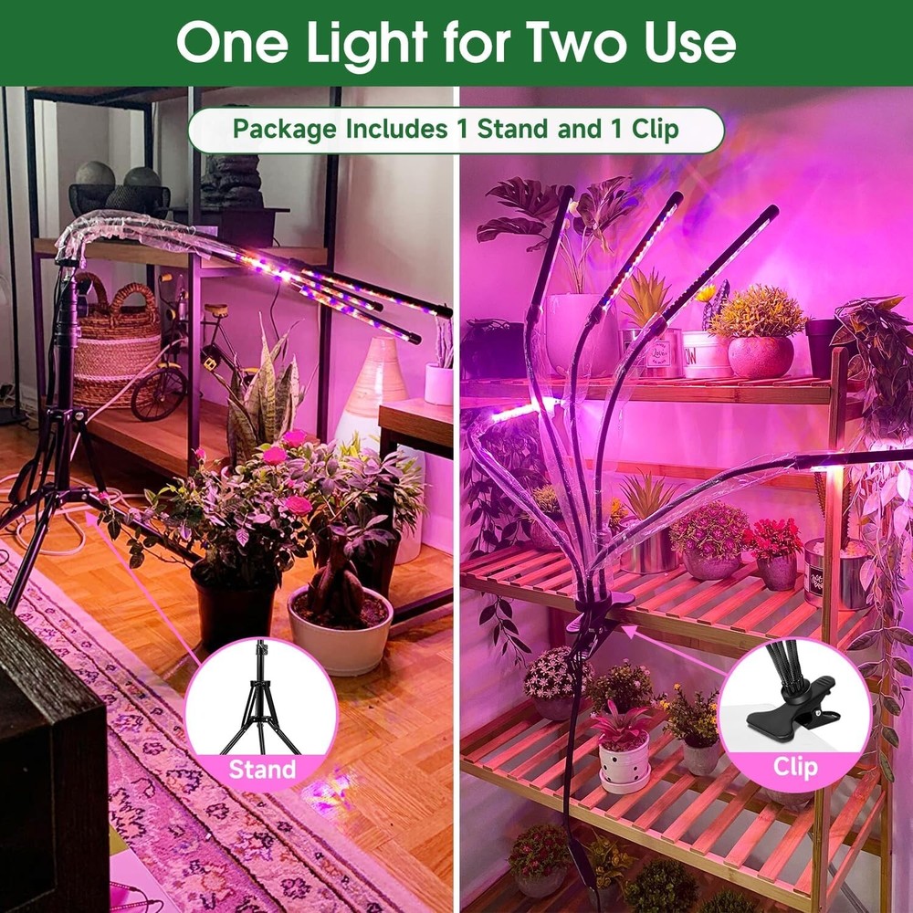 Multi-Function Full Spectrum Grow Light with Remote & Adjustable Clip Stand